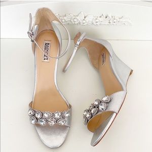Badgley Mischka Clear Crystal Leather Dress Sandal